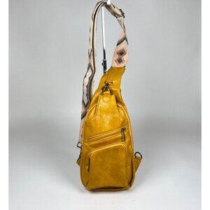 Crossbody Sling Backpack Travel Bag Purse Adjustable Strap Multiple Pockets Gold